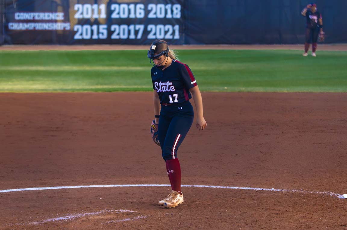 Pitcher walks on the field, March 27, 2026.  