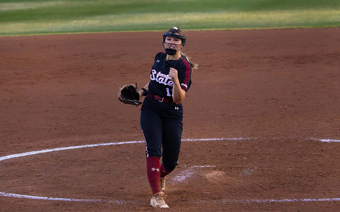 Pitcher celebrates, March 27, 2026.  