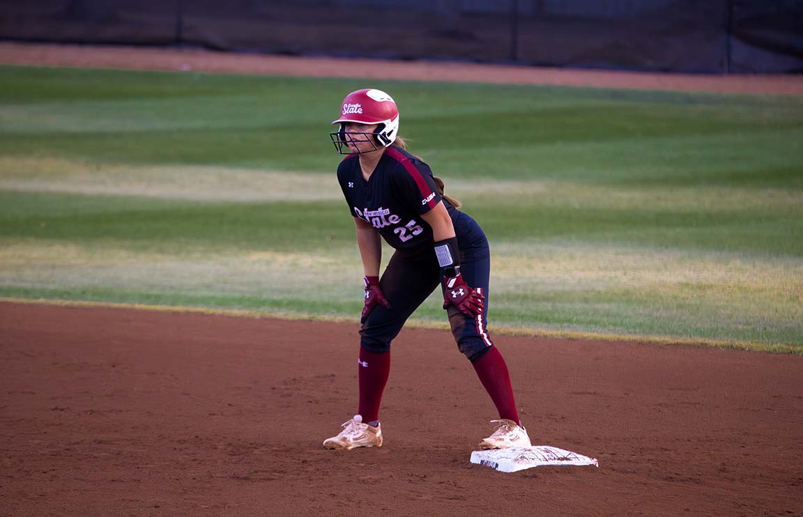 Runner stands on base, March 27, 2026.  
